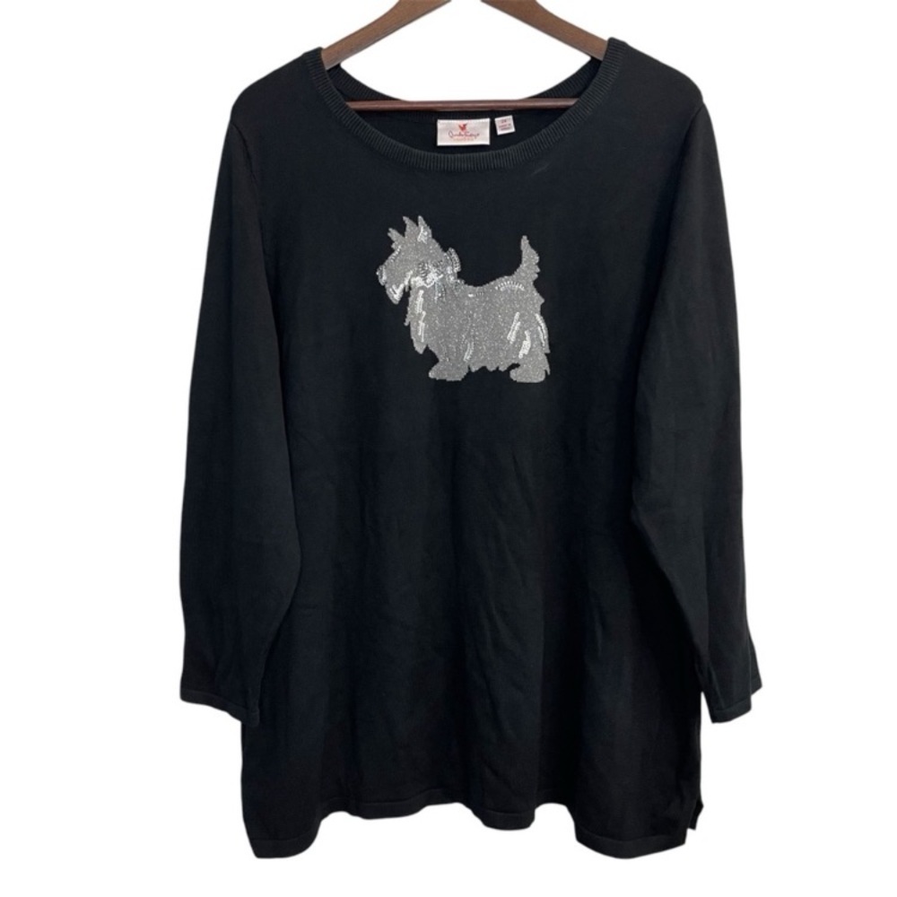 Black Sweater with Silver Dog Design